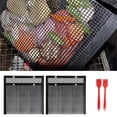 thumbnail image 3 of 2 uds., Bolsas de malla para barbacoa con revestimiento de PTFE, bolsa de malla para parrilla con cepillo de silicona, accesorios para herramientas de 2 piezas grandes Soledad parrilla de malla, 3 of 9