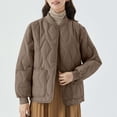 thumbnail image 4 of Homenesgenics Winter Jackets Plus Size ! Women's Casual Snap Button and Plush Warm Long Sleeved Jacket Quilted Jacket Brown XXXXL, 4 of 5