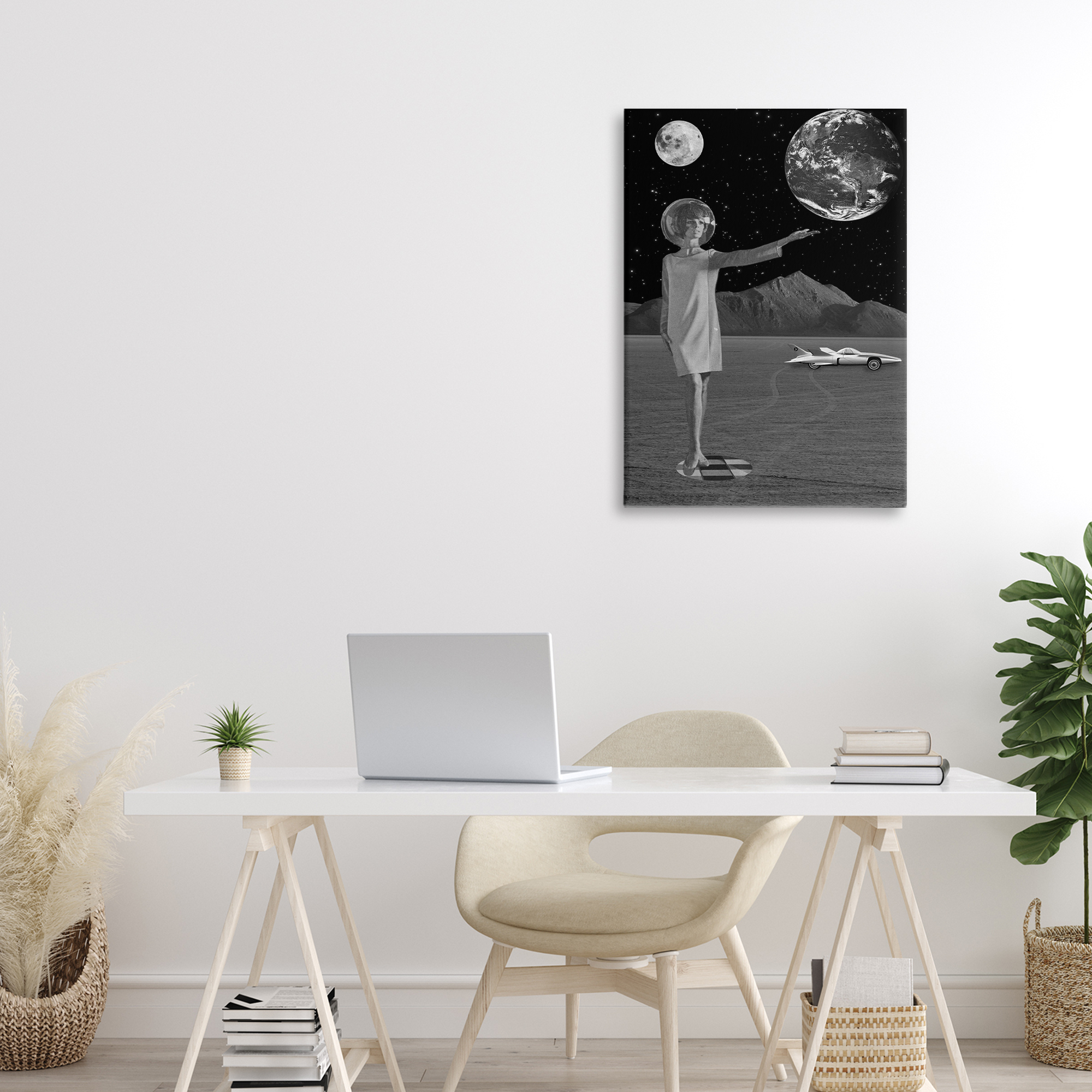 On A Mission Retro Space Canvas Wall Art, design by Elo Marc