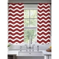 thumbnail image 3 of Red White Semi Sheer Curtains 63 Inch Length 2 Panels Set, Modern Abstract Waves Water Ripple Striped Sheer Kitchen Curtain Privacy Voile Window Curtain for Living Room Bedroom Rod Pocket Drapes, 3 of 7