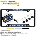 thumbnail image 2 of [Officially Licensed Product] - U.S. Navy Dad with Eagle, Anchor Logo - Domed Custom-Made Personalized Narrow (Thin) Top 4 Hole Metal Car License Plate Frame with Free caps - Black (Qty: 1 Frame), 2 of 7
