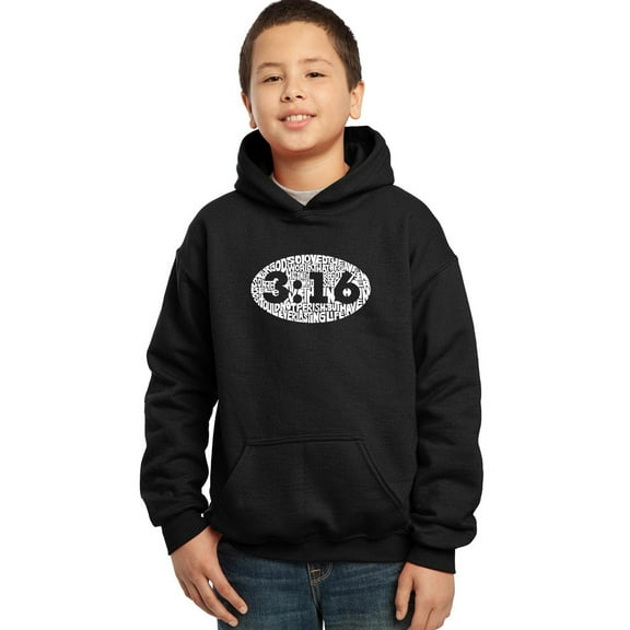 LA Pop Art Boy's Word Art Hooded Sweatshirt - John 3:16