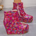 thumbnail image 5 of WSBDENLK Women's Colorful Ankle Boots with Side Zipper Plus-Size Comfortable Wedge Heel Ankle Boots, 5 of 9
