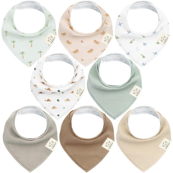 Baberos tipo bandana para bebés KeaBabies, paquete de 8 unidades, algodón orgánico, 0-36 m