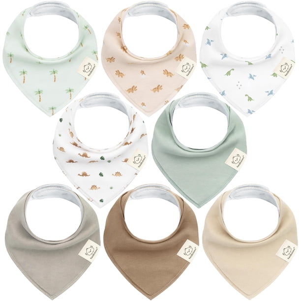 Baberos tipo bandana para bebés KeaBabies, paquete de 8 unidades, algodón orgánico, 0-36 m