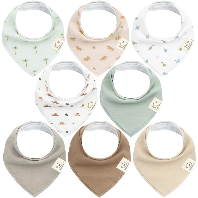 Baberos tipo bandana para bebés KeaBabies, paquete de 8 unidades, algodón orgánico, 0-36 m