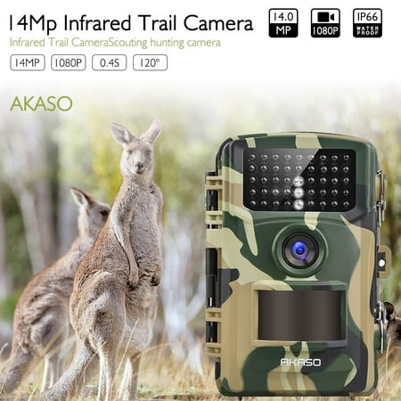 AKASO 14MP Trail Camera with Night Vision 1080P 2.4