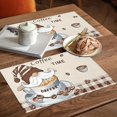 thumbnail image 2 of 4pcs Vintage Coffee Time Linen Placemats Table Mats Durable Washable Rustic Linen Vintage Placemats for Home Dinner Party Camping Wedding Table Decoration 12 x 18 Inch, 2 of 6