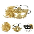 thumbnail image 3 of Unique Bargains Halloween Christmas 1 Pc Lily Princess Half Face Party Mask for Masquerade Party Gold Tone, 3 of 5