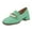 Green, variant on XYD Women Classic Square Closed Toe Golden Chain Pearl Loafer Chunky Low Heel Office Walking Comfy Shoes Size 7 Green