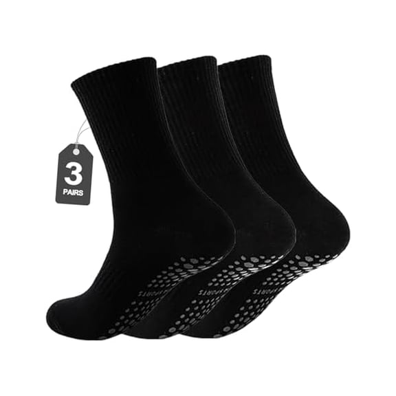 Eryueer 3 Pairs Pilates Socks with Grips for Women, Non Slip Yoga Grip Socks, Grippy Ballet Barre Socks for Dance Hospital