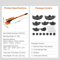 Manual Pipe Bender, 7 Bending Dies Multifunction Steel Copper Tube Bending Machine, Lever Type Heavy Duty Tube Bender Tools ,Easy to Operate