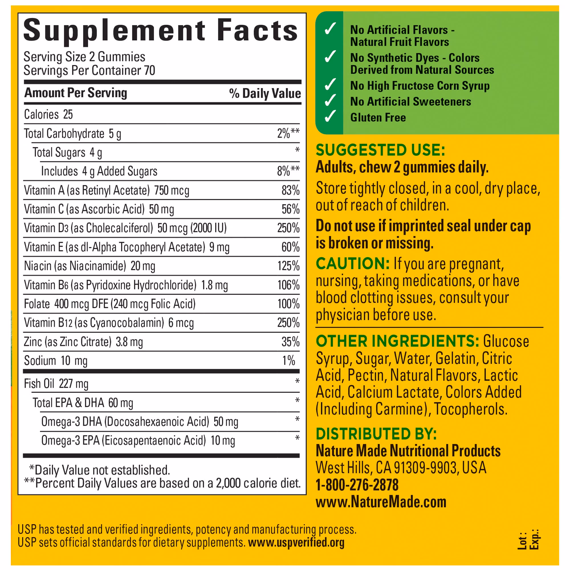 thumbnail image 3 of Nature Made Gomitas Multivitamínicas + Omega‑3 (140 unidades), 3 of 5