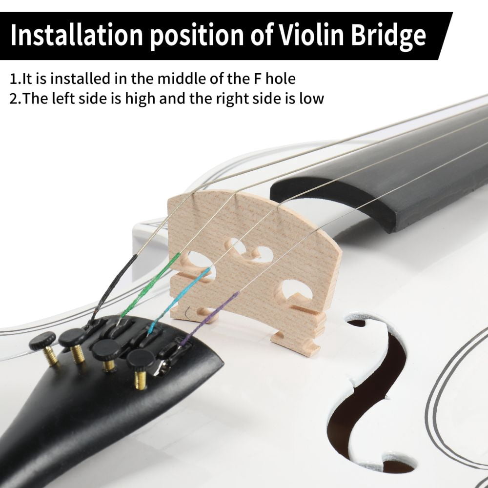 4/4 Violin Set Full Size Fiddlewith Hard Case, Shoulder Rest, Rosin, Bow and Extra Strings, for Adults Beginner Students (White)