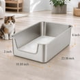 thumbnail image 5 of Stainless Steel Cat Litter Box with Low Entry, Bug Hull High Sided Metal Pan, Odor Control, Easy to Clean, 23.4" x 15.6" x 6", 5 of 10