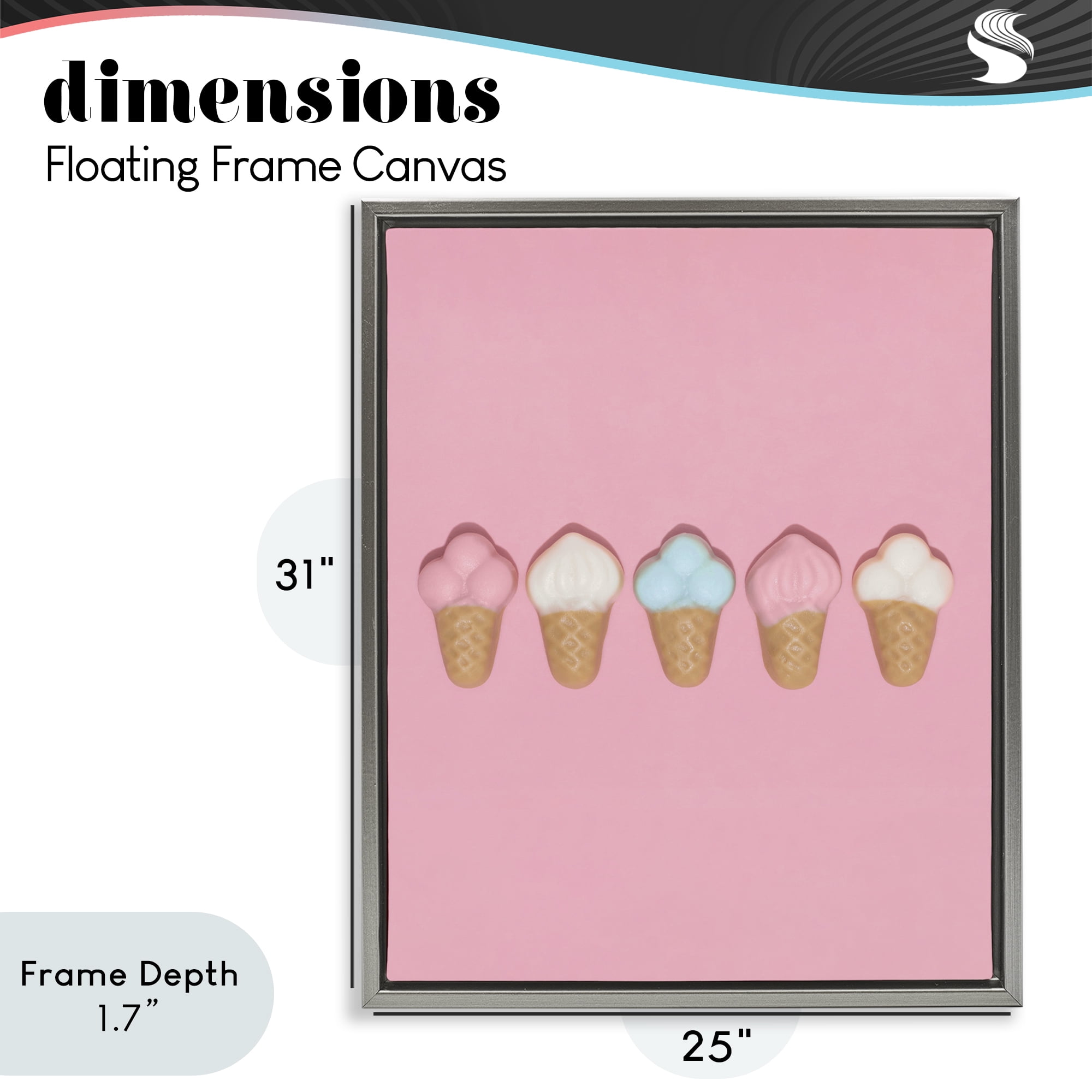 Stupell Industries Pink Ice Cream Candy Gray Framed Floater Canvas Wall Art, design by LISH Creative