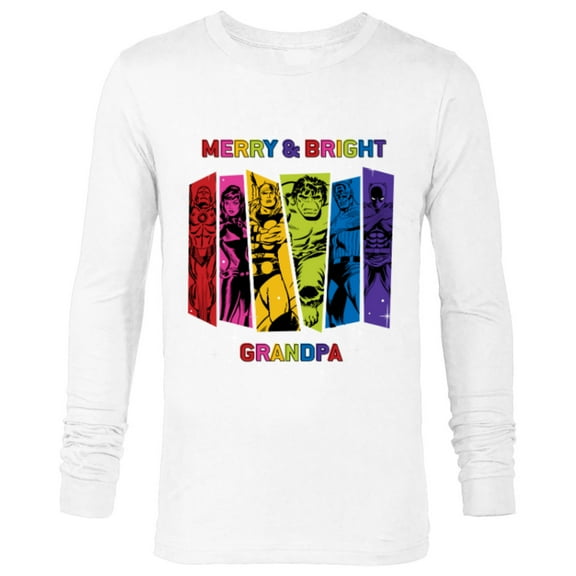 Marvel Avengers Christmas Family Trip Merry & Bright Grandpa - Long Sleeve T-Shirt for Men - Customized-White