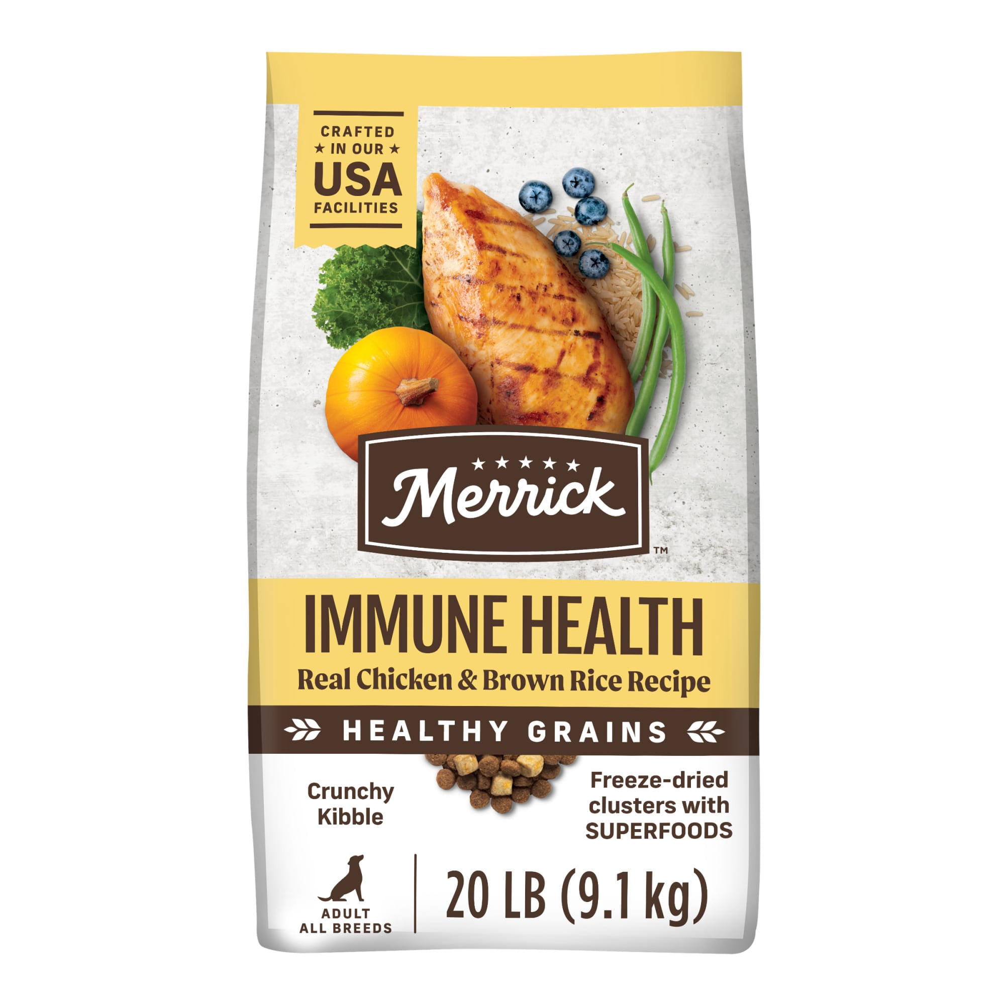 Merrick Healthy Grains Chicken With Freeze-Dried Clusters With Superfoods Immune Health Recipe Dry Dog Food, 20 lbs.
