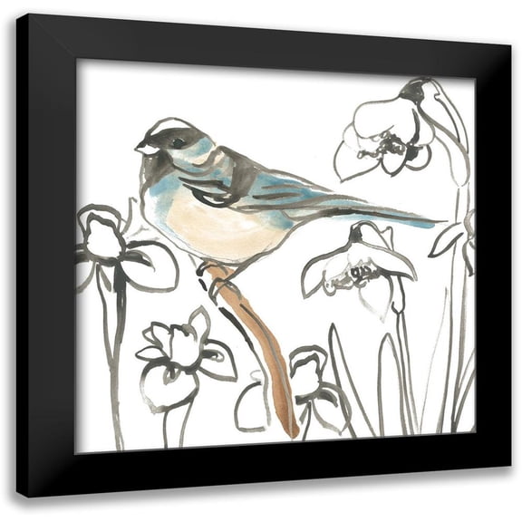 Vess, June Erica 12x12 Black Modern Framed Museum Art Print Titled - Songbird Meadow II
