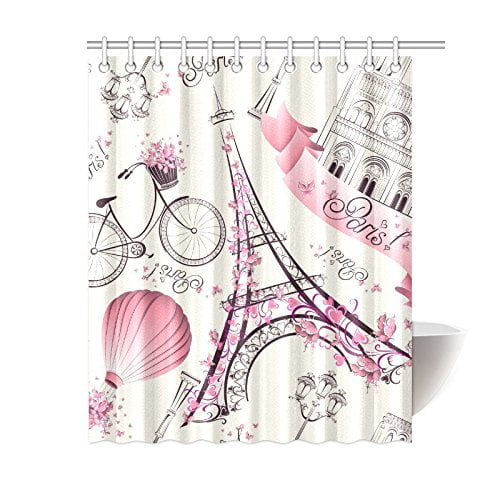 MKHERT Eiffel Tower Paris Shower Curtain Waterproof fabric Polyester
