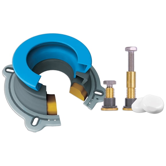 Danco 10879 Kit de instalación de inodoro todo en uno con anillo de cera de sellado perfecto y pernos de corte cero, azul y gris, 1 paquete