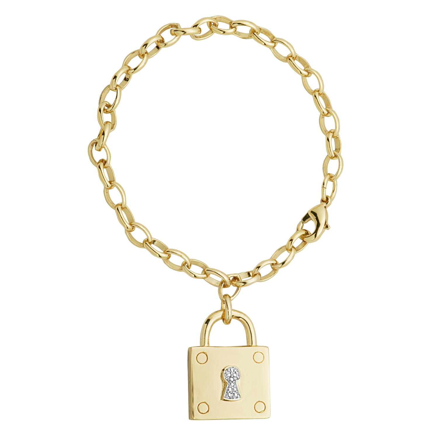 Forever Facets Diamond Illusion Lock Charm Chain Bracelet, Adult Female