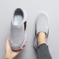 thumbnail image 2 of LASUDRAA Women's Wide Width Adjustable Hook-and-Loop Walking Shoes, Breathable Mesh Lightweight Non-Slip Casual Comfort Sneakers, Gray, Size 11.5, 2 of 6