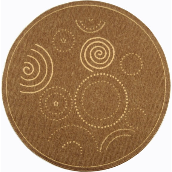 Safavieh Courtyard Hugo Oriental Indoor/Outdoor Area Rug, Brown/Natural, 5'3" x 5'3" Round