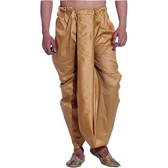 Royal Men's Art Silk Fine Quality Ready to Wear Free Size Dhoti Pant's Brown