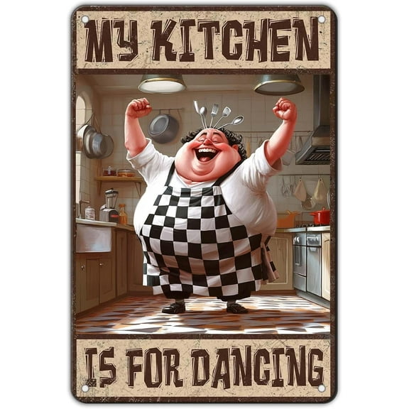 Funny Kitchen Metal Tin Sign My Kitchen Is For Dancing Aluminum Wall Art Decor for Home Bar Cafe Restaurant Office 8x12 Inches Vintage Retro Style Chef Cooking Humor Poster