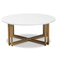 thumbnail image 2 of Baxton Studio Maeve Modern and Contemporary Gold Finished Metal Coffee Table With Faux Marble Tabletop, 2 of 5