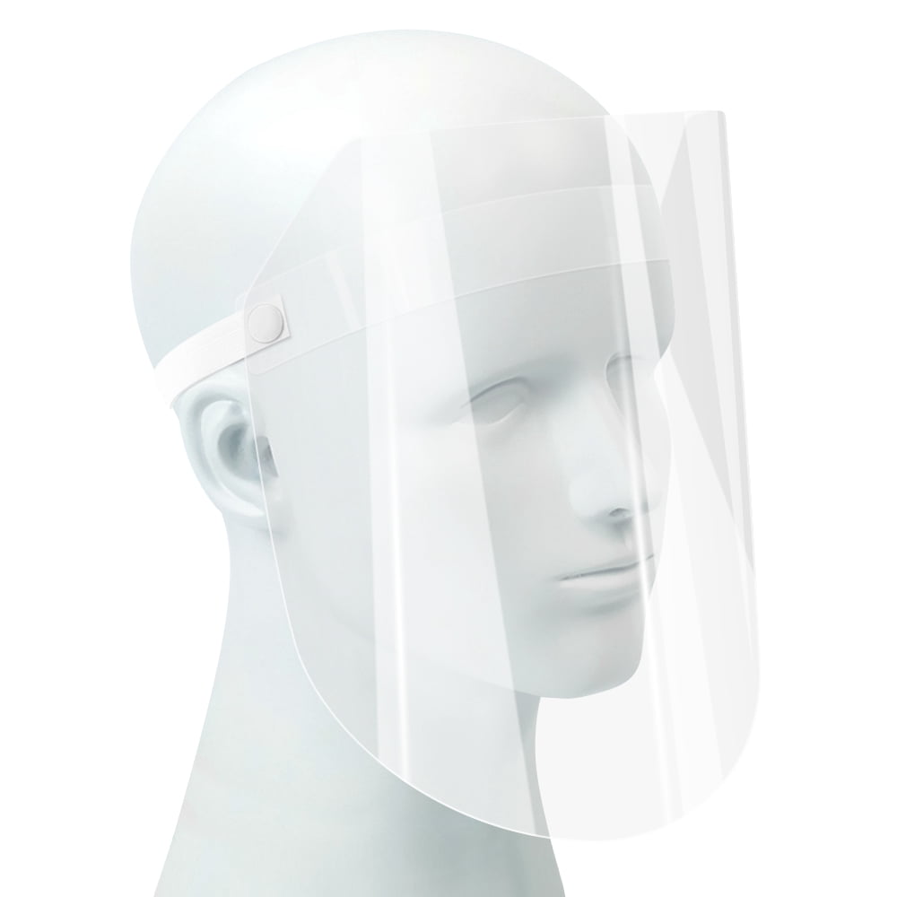 Amerteer 10 Pack Face Shields - Ultra Clear Protective Full Face Shields to Protect Eyes, Nose and Mouth - Anti-Fog PET Plastic, Elastic Headband - Sanitary Droplet Splash Guard Cover