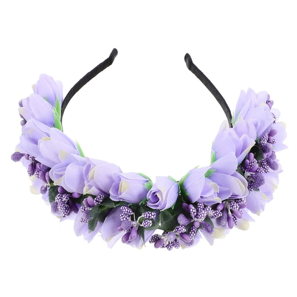 KAKOWELY Corona de flores Diadema de flores de tulipán Corona de flores para novia Tocado floral elegante para boda