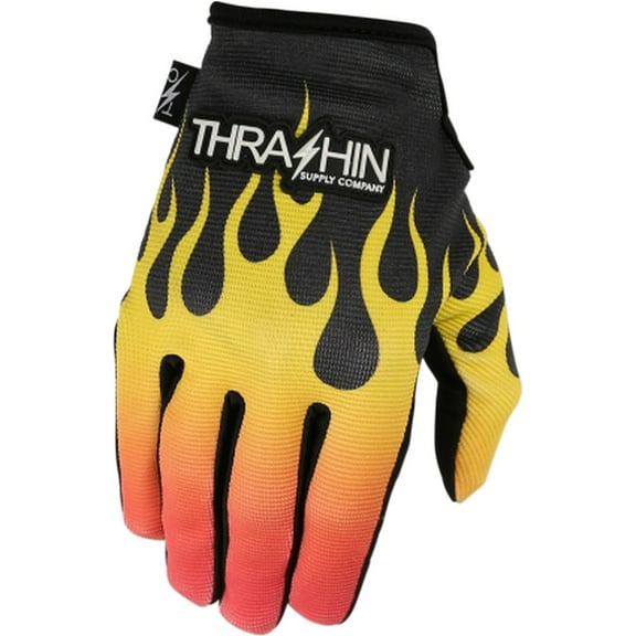 Thrashin Supply Stealth Flame Mens Textile Gloves Black/Orange MD