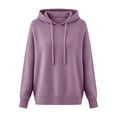 thumbnail image 4 of Women's Hoodie Warm Sweatshirt Loose Hooded Oversized Sweater Color:Purple Size:XXXL, 4 of 4