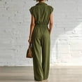 thumbnail image 6 of Womens V Neck Casual Dressy Jumpsuits Smocked Zip Up Sleeveless Wide Leg Jumpsuit Summer Teacher Work Outfit Army Green XXXL(XXXL), 6 of 7