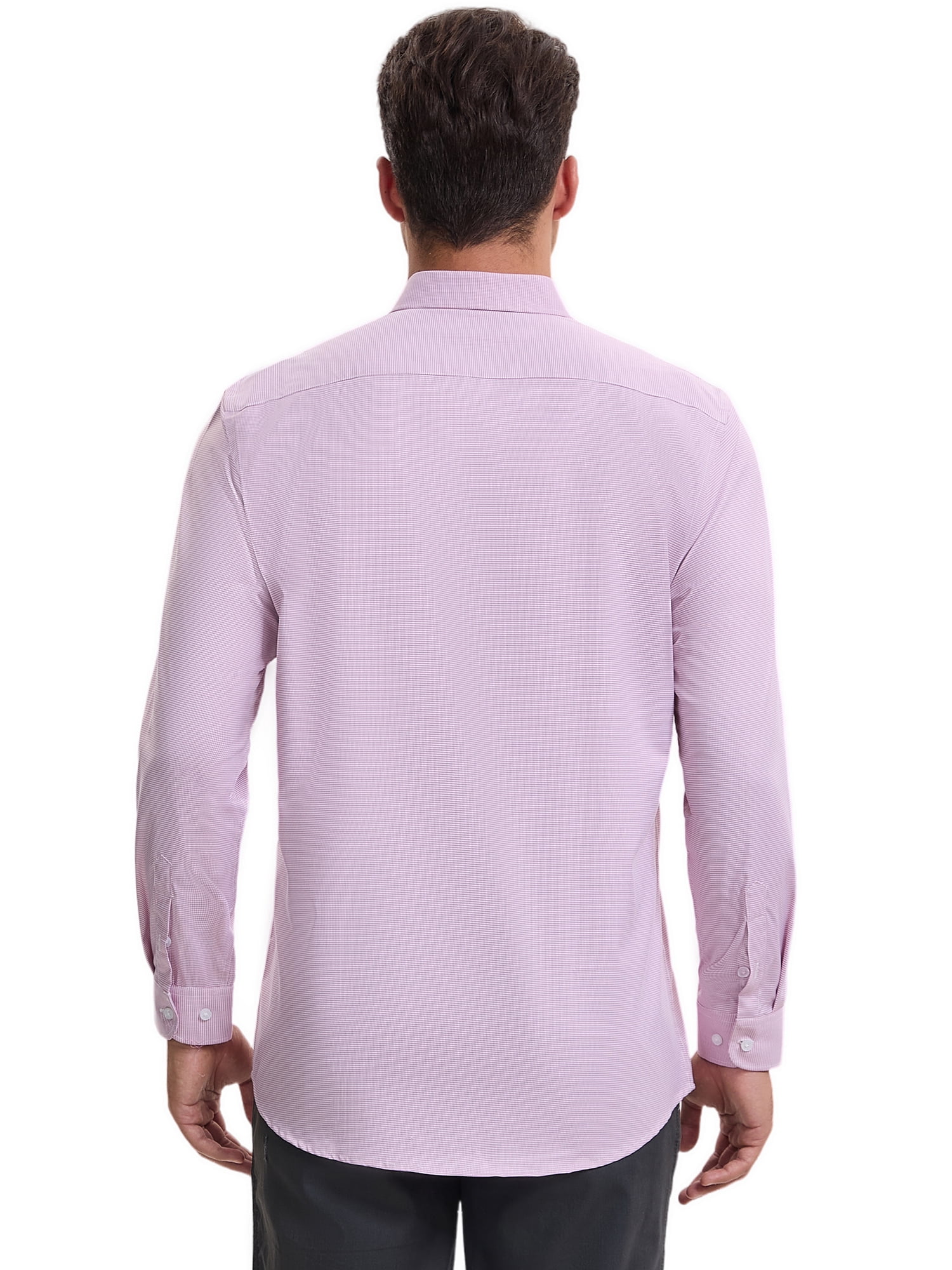 DARING DIVA Men's Plaid Long Sleeved Button Down Houndstooth Dress Shirts L Pink