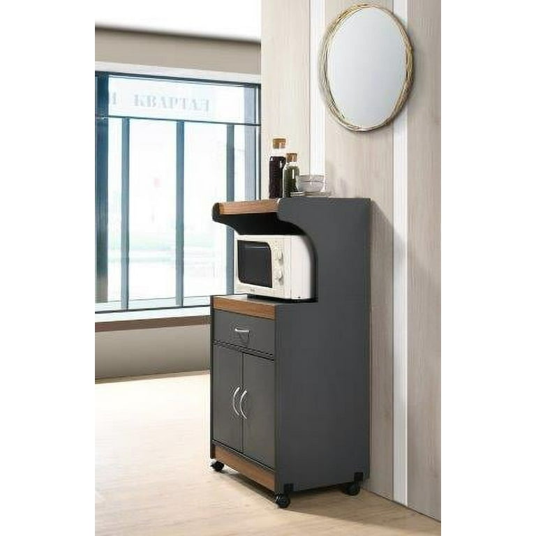 Hodedah Microwave Kitchen Cart Grey Oak