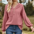 thumbnail image 7 of Lyrcatrment Womens Ribbed Hooded Tops V-Neck Loose Casual Solid Color Long Sleeve Pullover Shirt with Pocket Casual Daily Tunic Top(X-Large,Red), 7 of 7