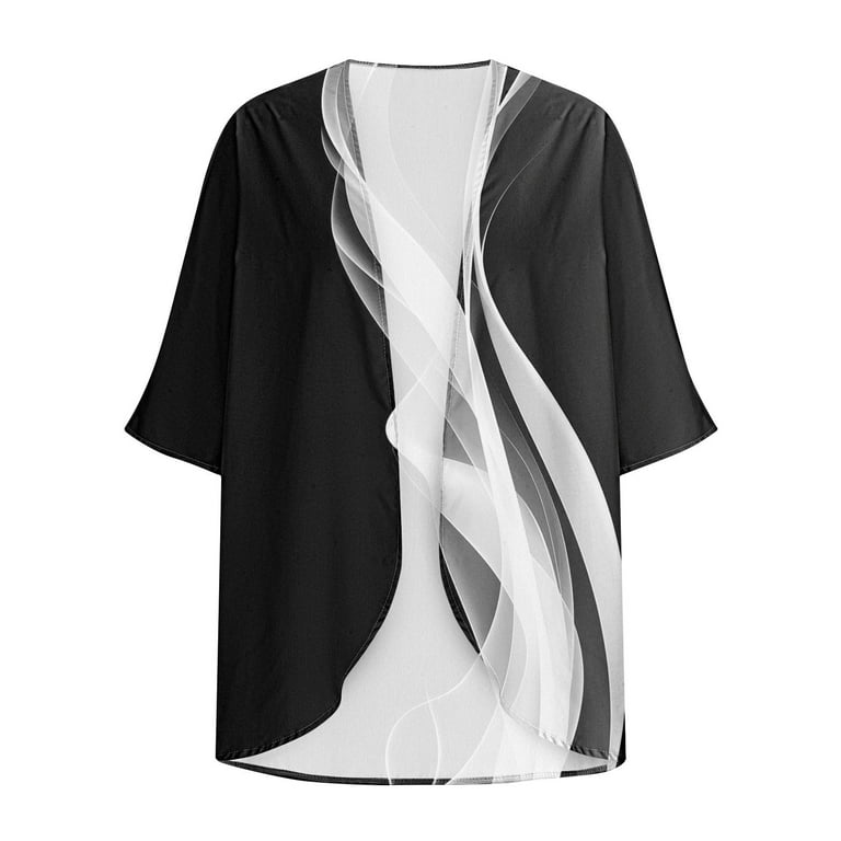 Aboser Women's Striped Print Kimono Cardigan Open Front Long Cover