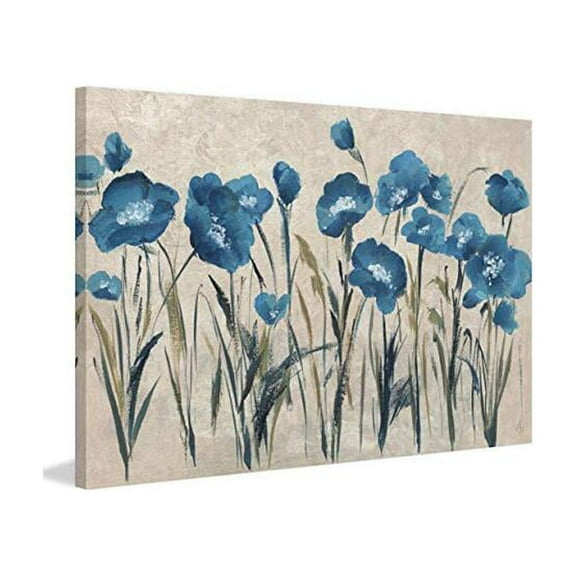 Marmont Hill Blue Flowers Painting Print on Wrapped Canvas