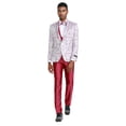 thumbnail image 3 of Tazzio Skinny Fit Floral 3 Piece Suit Set with Solid Satin Vest and Pants, 3 of 4