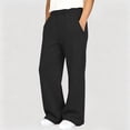 thumbnail image 2 of Lutiedan Sweatpants for Girls Wide Leg Athletic Workout Running Pants High Waisted Jogger Pants with Pockets,Black,10-11 Years, 2 of 7