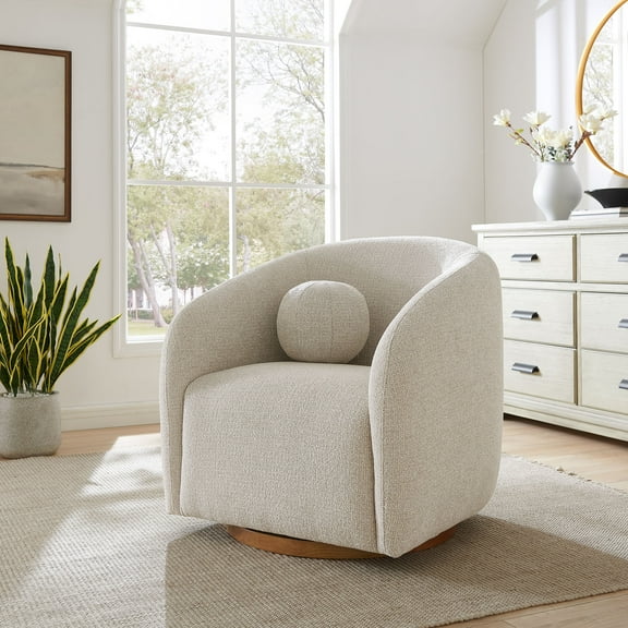 Holland Swivel Chenille Fabric Armchair in Dove Gray