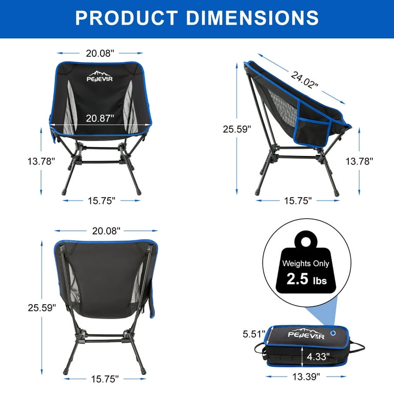 Outdoor Moon Chairs Folding Camping Barbecue Leisure Fishing Chair Lawn  Chair with Elastic Side Pockets, Lightweight Portable Compact 260 lb Load  Comfortable Outdoors Camping Hiking 