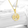 thumbnail image 2 of Giorgio Bergamo Stainless Steel Yellow Gold Plated Zodiac, Astrology, Horoscope, Constellation Cubic Zirconia Amulet Disc Pendant Mens Womens Necklace, Free Micro Fiber Cloth, Leo, Gold, 2 of 7