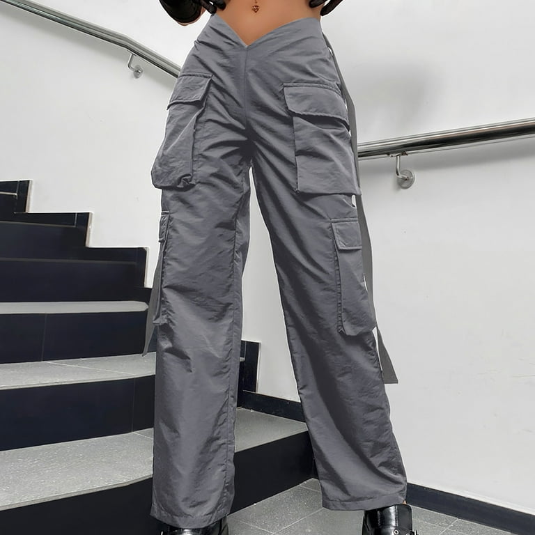 Women Baggy Cargo Pants with Pockets Y2k High Waist Loose Joggers