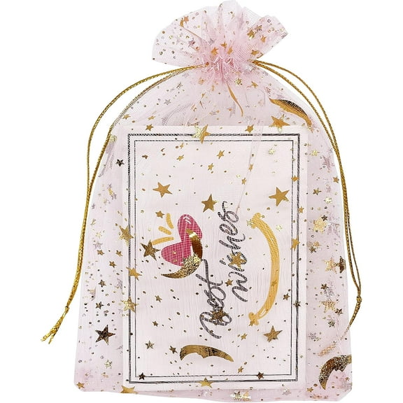 100PCS Organza Bags 4X6 with Drawstring Jewelry Bags Small Moon Star Mesh Bags for Wedding Party Favor Candy Bags