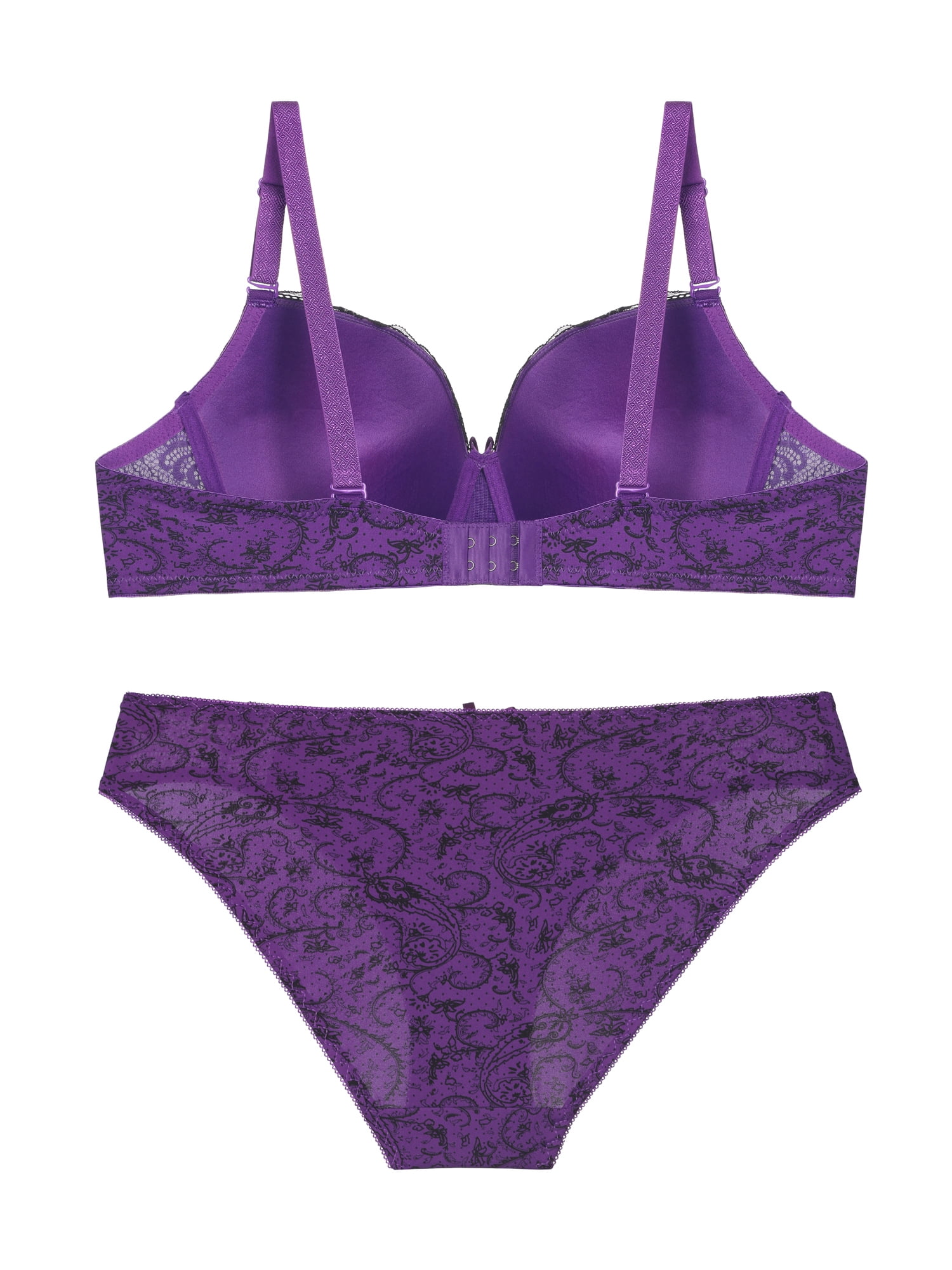 Unique Bargains Women's Plus Size 2 Pieces Push-Up Underwire Comfort Bra and Brief Set