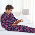 thumbnail image 5 of KLL Rose Flowers Sleepwear Mens Flannel Pajamas,Long Cotton Pj Set, 5 of 7